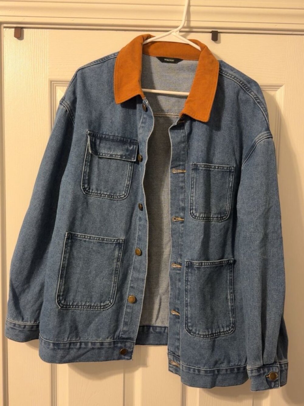 Dokotoo Women’s Denim Chore Jacket with Corduroy Collar (Medium)